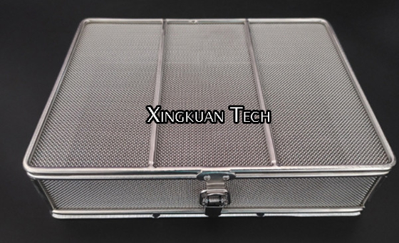 Stainless Steel Electropolished Sterilization Mesh Basket With Locking Lid
