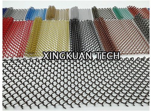 Colorful Decorative Mesh Curtain , Metal Coil Drapery 4mm 6mm 8mm Aperture